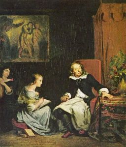 "Milton Dictates the Lost Paradise to His Three Daughters" by Eugène Delacroix (1826).