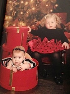 Lucy (sitting) and Scarlett (in box)