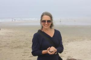 Jane making sandballs on the Oregon Coast.