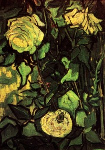Roses and beetle by Vincent van Gogh
